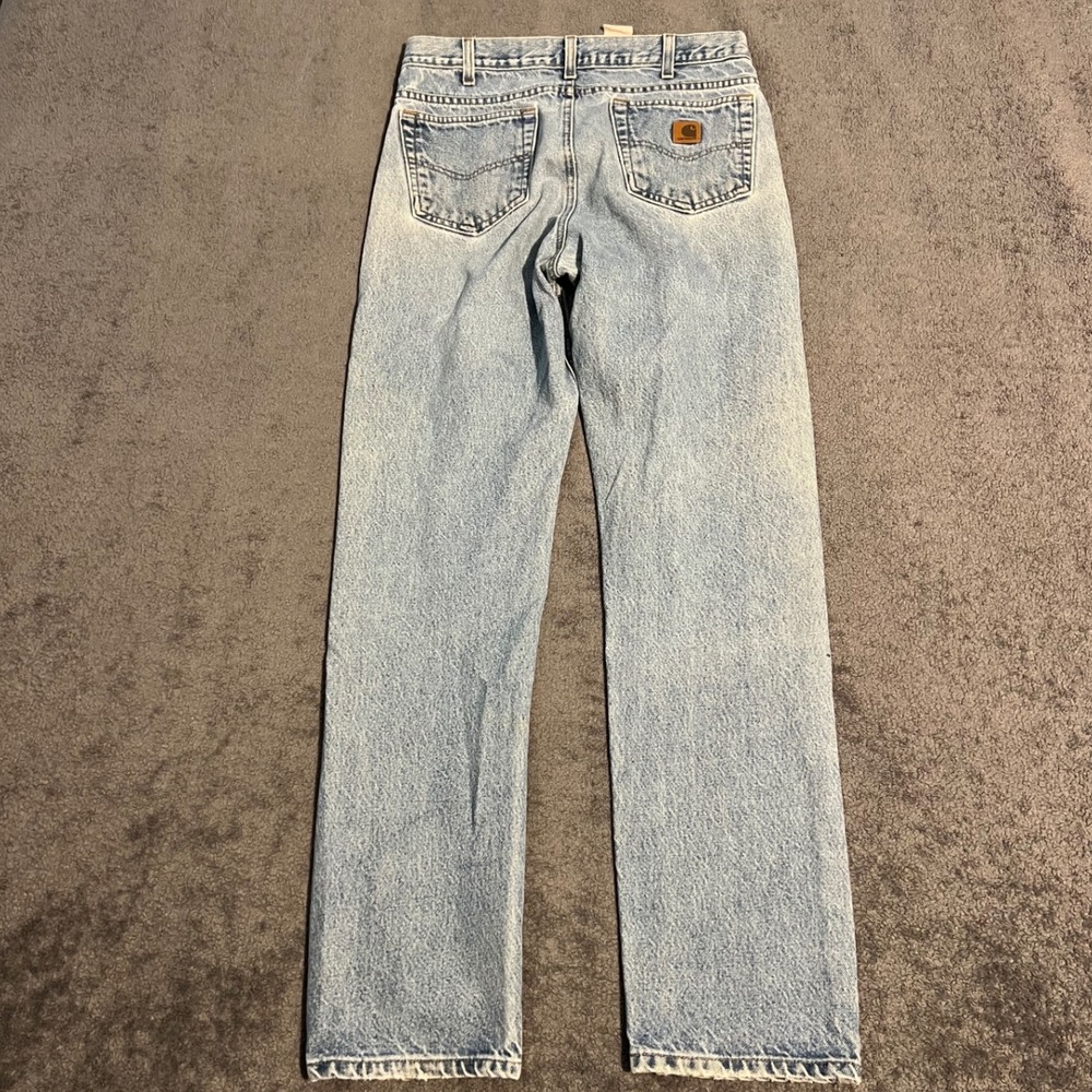 Vintage 90s Carhartt Relaxed Fit Straight Leg Jeans Light Wash Denim Mens 32x33